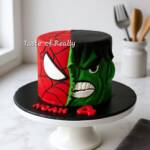 Superhero Split Face Birthday Cake
