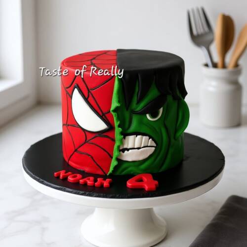 Superhero Split Face Birthday Cake