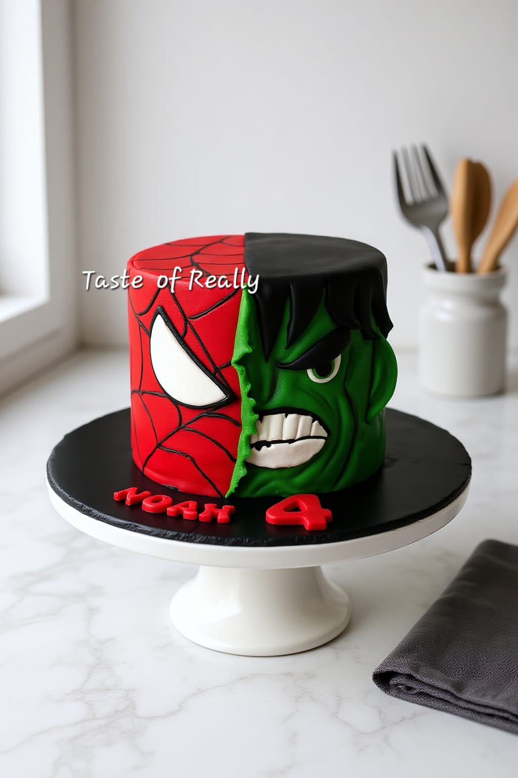 Superhero Split Face Birthday Cake